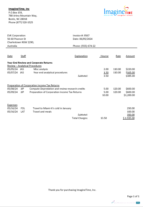 Download Australia Imagine Time business utility bill template in Word and PDF formats Photoshop template